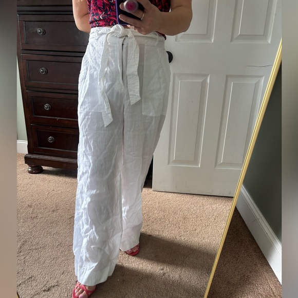 Cynthia Rowley White 100% Linen Pants - Picture 1 of 1